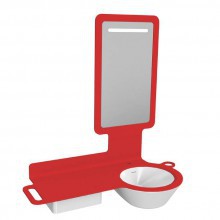 Комплект (раковина справа+столешница+зеркало+ящик) NOKEN Mood красный