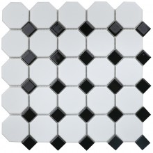 Мозаика Starmosaic Керамическая Octagon small White-Black Matt