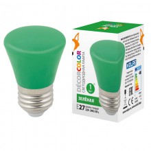 Лампа светодиодная (UL-00005640) Volpe E27 1W зеленая LED-D45-1W/GREEN/E27/FR/С BELL