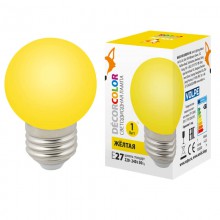 Лампа светодиодная (UL-00005649) Volpe E27 1W желтая LED-G45-1W/YELLOW/E27/FR/С