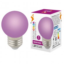Лампа светодиодная (UL-00005652) Volpe E27 1W фиолетовая LED-G45-1W/PURPLE/E27/FR/С