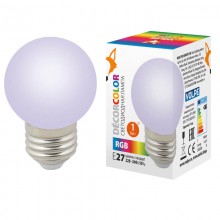 Лампа светодиодная (UL-00005808) Volpe E27 1W матовая LED-G45-1W/RGB/E27/FR/С
