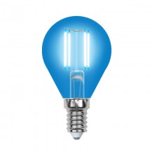 Лампа светодиодная филаментная (UL-00002989) Uniel E14 5W синяя LED-G45-5W/BLUE/E14 GLA02BL