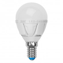 Лампа светодиодная (UL-00000773) Uniel E14 7W 3000K матовая LED-G45-7W/WW/E14/FR PLP01WH