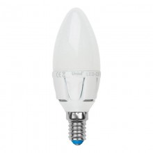 Лампа светодиодная (UL-00002413) Uniel E14 7W 3000K матовая LED-C37 7W/WW/E14/FR PLP01WH