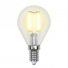 Лампа светодиодная филаментная (UL-00002201) Uniel E14 6W 3000K прозрачная LED-G45-6W/WW/E14/CL GLA01TR