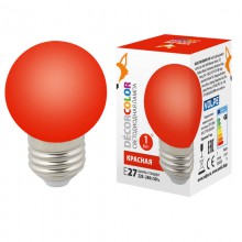 Лампа светодиодная (UL-00005646) Volpe E27 1W красная LED-G45-1W/RED/E27/FR/С