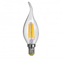 Лампа светодиодная филаментная Voltega E14 4W 2800К свеча на ветру прозрачная VG10-CW1E14warm4W-F 7004